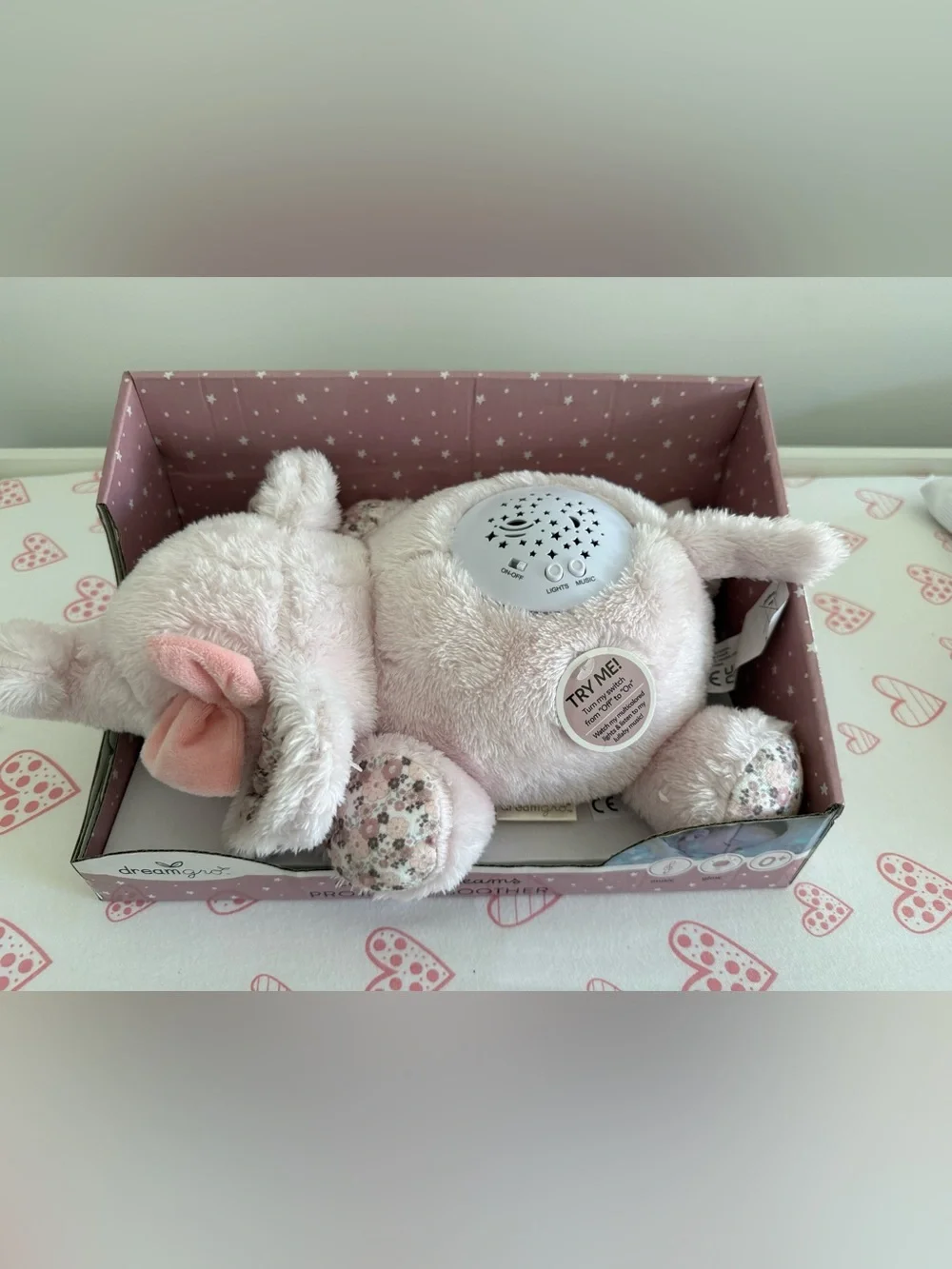 Dreamgro Lullaby Dreams Projector Soother - Pink Elephant Plush Baby Night Light